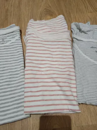 Lote 3 Camisetas Rayas Gris y Rosa