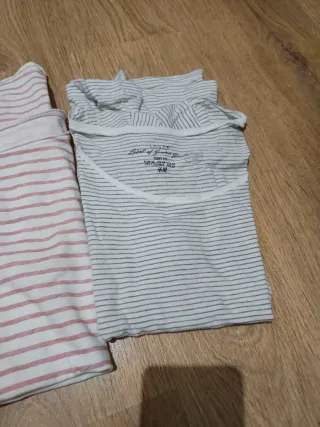 Lote 3 Camisetas Rayas Gris y Rosa