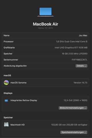 MacBook Air 13“2018 Gris 16GB 256GB teclado alemán