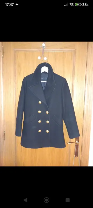Abrigo marinero Zara negro XS