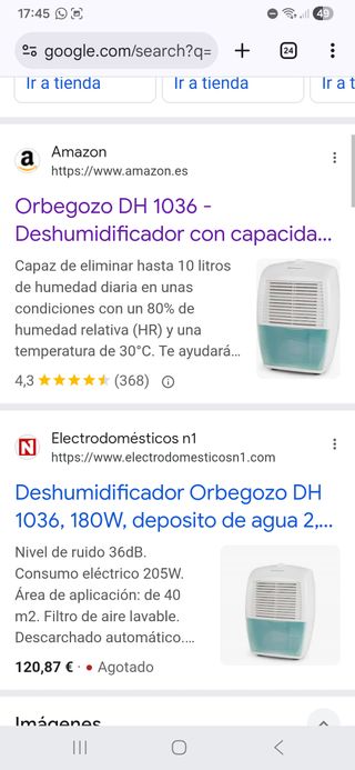Deshumidificador Orbegozo 10L