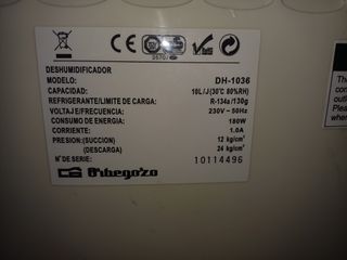 Deshumidificador Orbegozo 10L