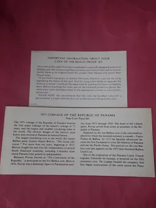 SET PANAMA 1975 (192 Grs PLATA) PROOF