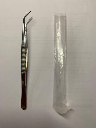 Pinzas curvas 15 cm acero inoxidable pulido.