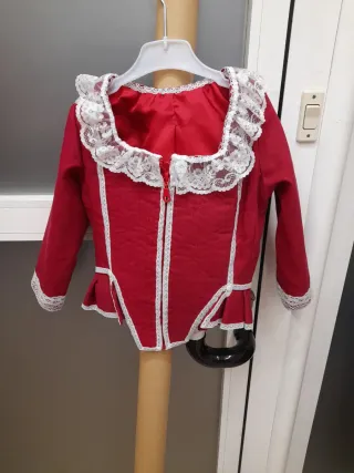 Corpiño fallera rojo con encaje blanco