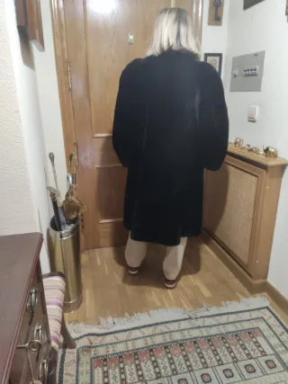 Abrigo de mouton mujer negro