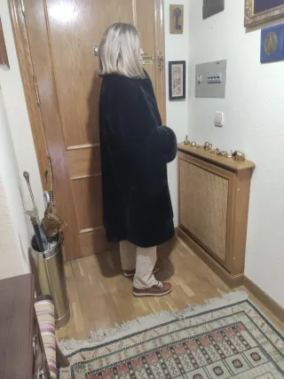 Abrigo de mouton mujer negro