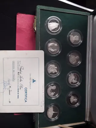 9 MONEDAS PLATA PURA HECHOS DE FRANCO (+210 GRS)