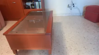 Mesa elevable madera y cristal cerezo