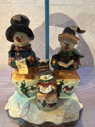 Lámpara Velas Navidad Muñecos Nieve