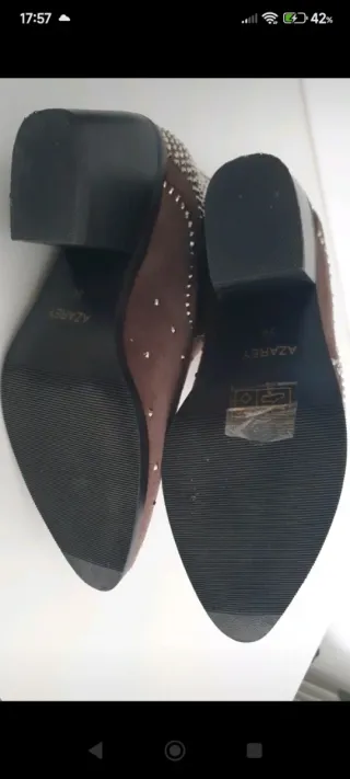 Botines AZAREY Serraje Marrón con Strass Talla 36