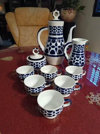 Juego café Sagardelos porcelana azul/blanco