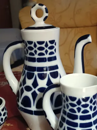 Juego café Sagardelos porcelana azul/blanco