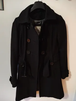 Abrigo de paño negro mujer Talla S