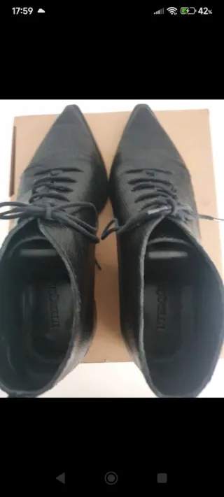 Botines UTERQUE piel negro talla 36
