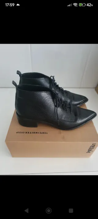 Botines UTERQUE piel negro talla 36