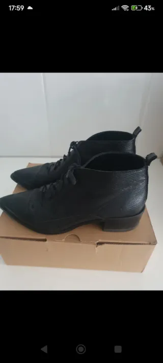 Botines UTERQUE piel negro talla 36