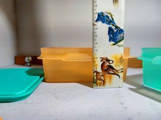 2 Contenitori Tupperware 15x15x6cm Arancione Verde