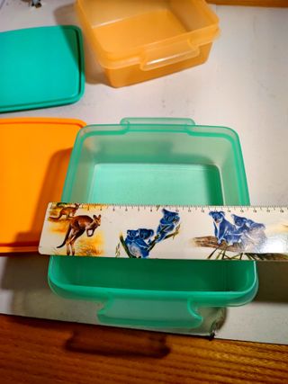 2 Contenitori Tupperware 15x15x6cm Arancione Verde