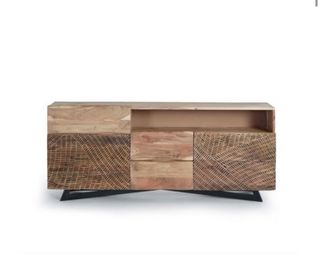 Aparador Madera Acacia y Base Metal Negra
