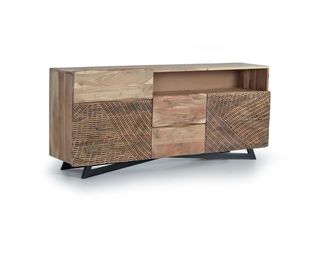 Aparador Madera Acacia y Base Metal Negra