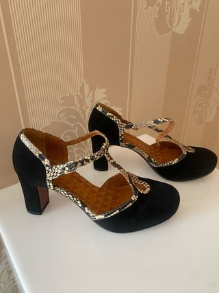 Zapatos Chie Mihara Tacón Negro Piel Serpiente