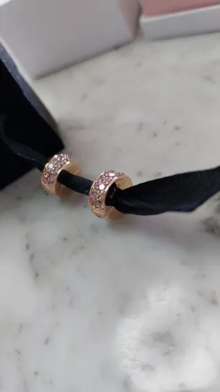 2 Charm Pandora de Clip Pavé Rosa Chapado en Oro