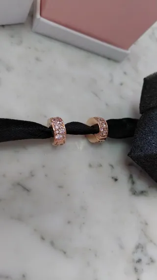 2 Charm Pandora de Clip Pavé Rosa Chapado en Oro