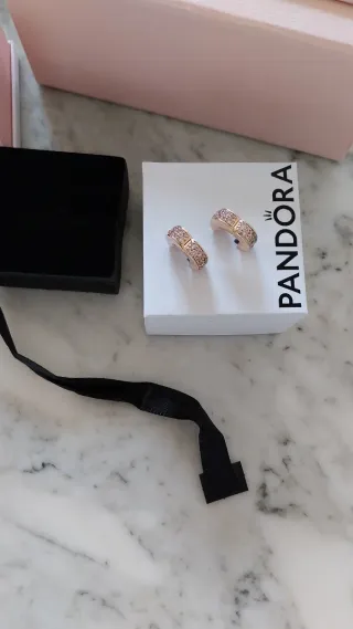 2 Charm Pandora de Clip Pavé Rosa Chapado en Oro
