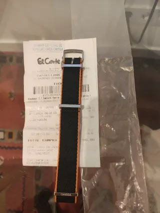 Correa Nato Omega Seamaster Original Negra/Naranja