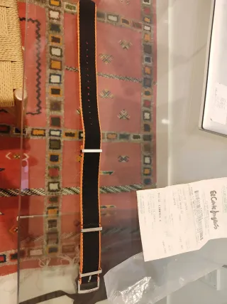 Correa Nato Omega Seamaster Original Negra/Naranja