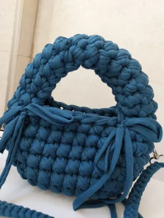 Borsa uncinetto blu petrolio