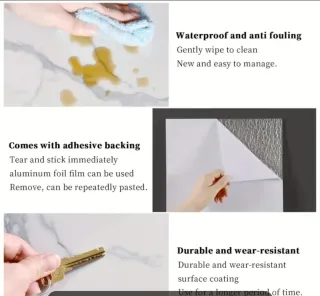 Baldosa autoadhesiva efecto mármol blanco