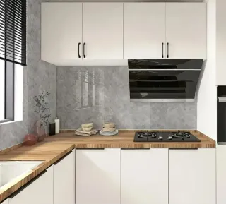 Baldosa autoadhesiva efecto mármol blanco