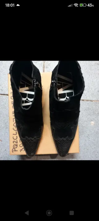 Botín negro serraje y polipiel talla 36