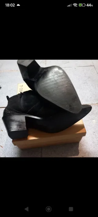 Botín negro serraje y polipiel talla 36