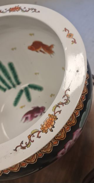 Pecera macetero chino con soporte