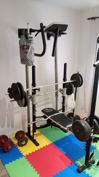 Panca da palestra con pesi e barra! 610651656