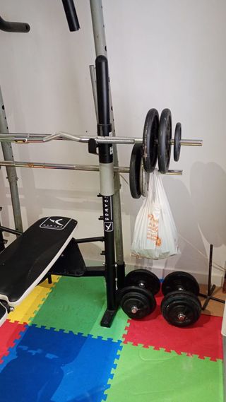 Panca da palestra con pesi e barra! 610651656