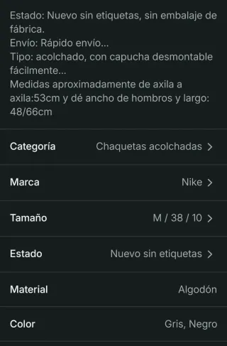 Chaqueta Nike acolchada mujer beige/negra