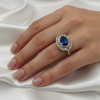 Anillo Tynel Oro 18k Zafiro Diamantes