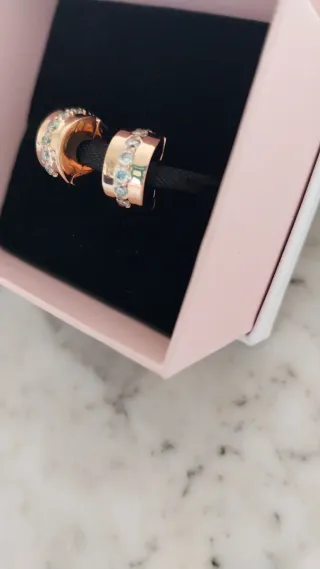 2 Clip Separador Pandora Oro Rosa y Circonitas