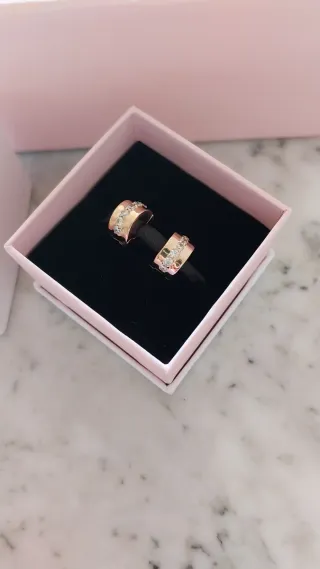 2 Clip Separador Pandora Oro Rosa y Circonitas