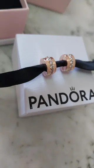 2 Clip Separador Pandora Oro Rosa y Circonitas