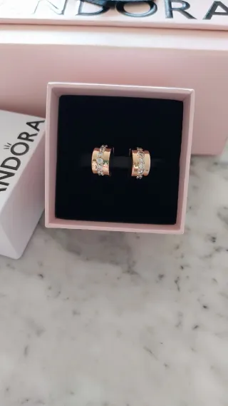 2 Clip Separador Pandora Oro Rosa y Circonitas
