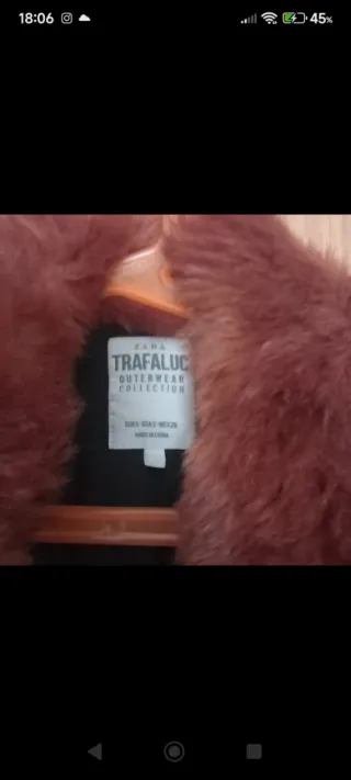 Abrigo pelo marrón anaranjado talla S