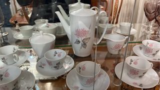 Juego de café porcelana fina blanco flores