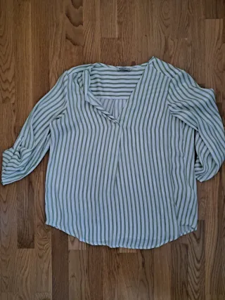 Blusa mujer rayas verde y blanco manga larga