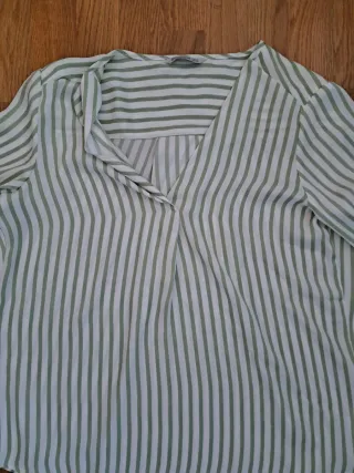 Blusa mujer rayas verde y blanco manga larga