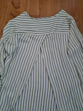 Blusa mujer rayas verde y blanco manga larga